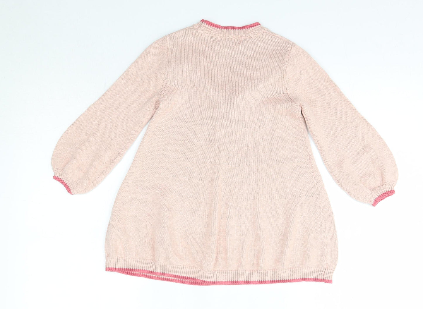 La Redoute Girls Pink  Cotton Jumper Dress  Size 4 Years  Round Neck