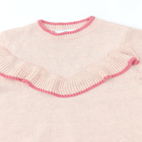 La Redoute Girls Pink  Cotton Jumper Dress  Size 4 Years  Round Neck