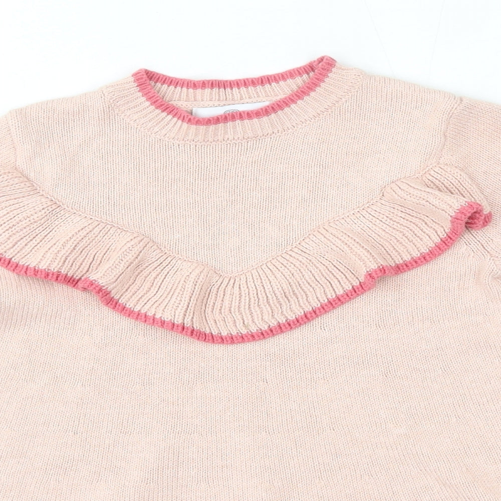 La Redoute Girls Pink  Cotton Jumper Dress  Size 4 Years  Round Neck