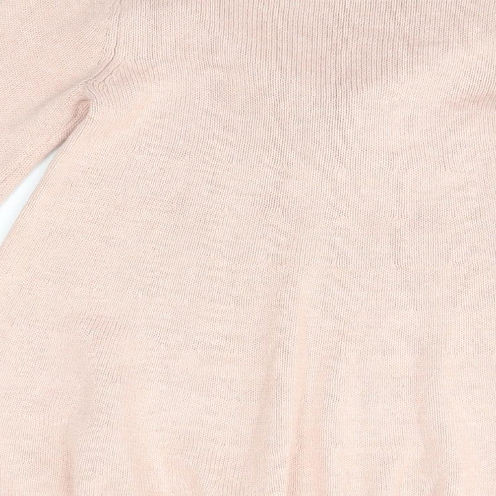 La Redoute Girls Pink  Cotton Jumper Dress  Size 4 Years  Round Neck
