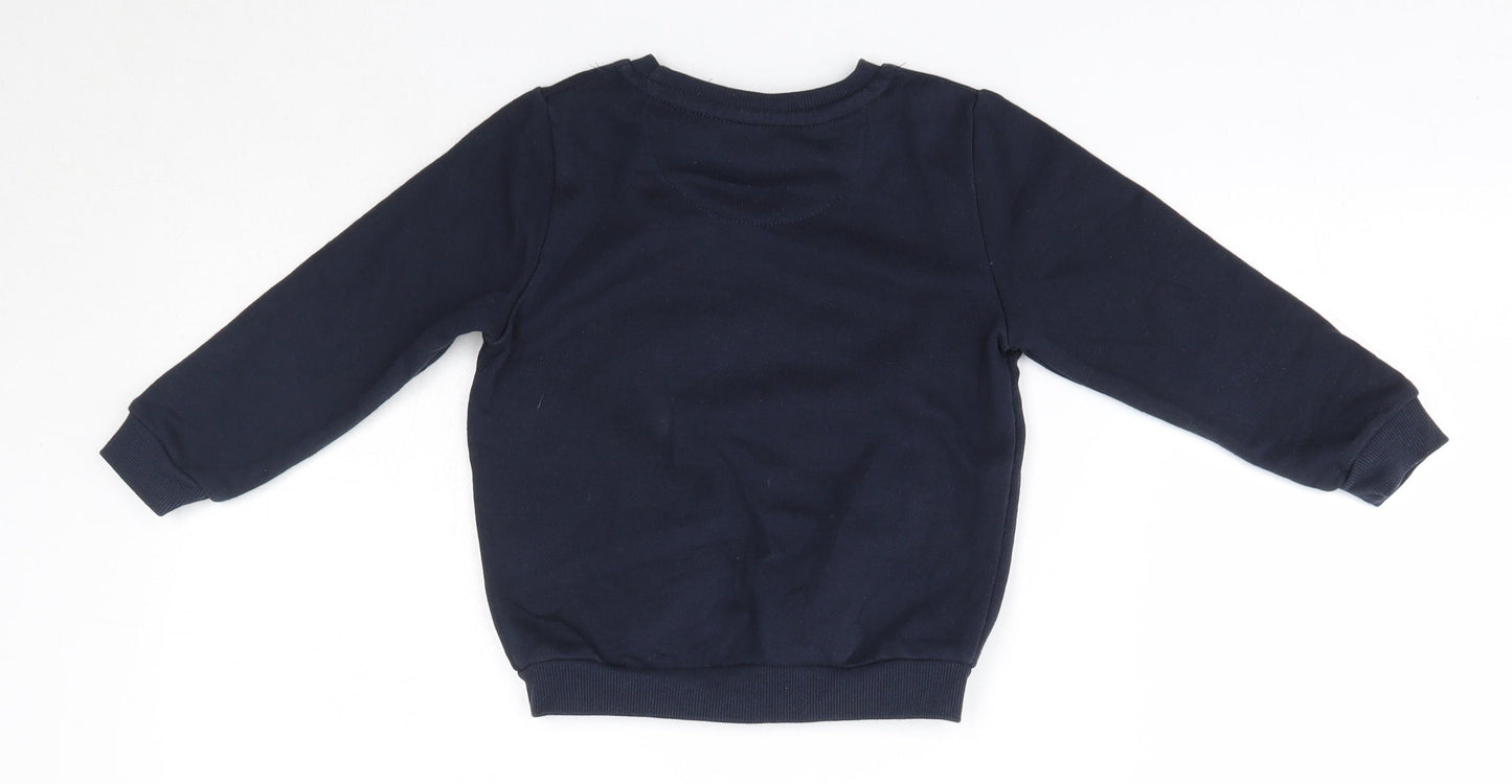Primark Boys Blue Round Neck  Cotton Pullover Jumper Size 3-4 Years