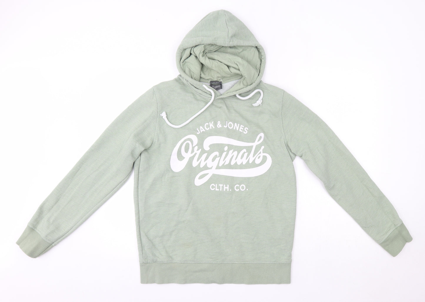 JACK & JONES Mens Green  Cotton Pullover Hoodie Size S