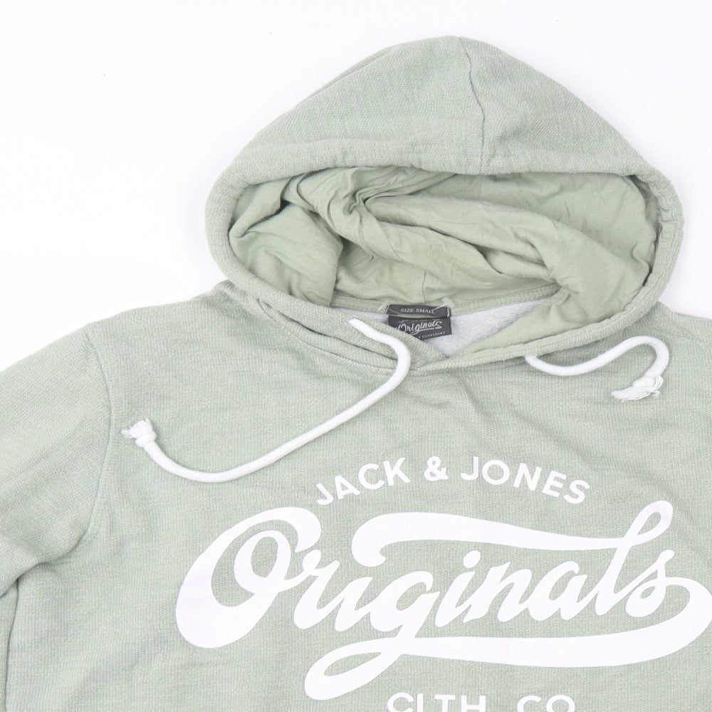 JACK & JONES Mens Green  Cotton Pullover Hoodie Size S