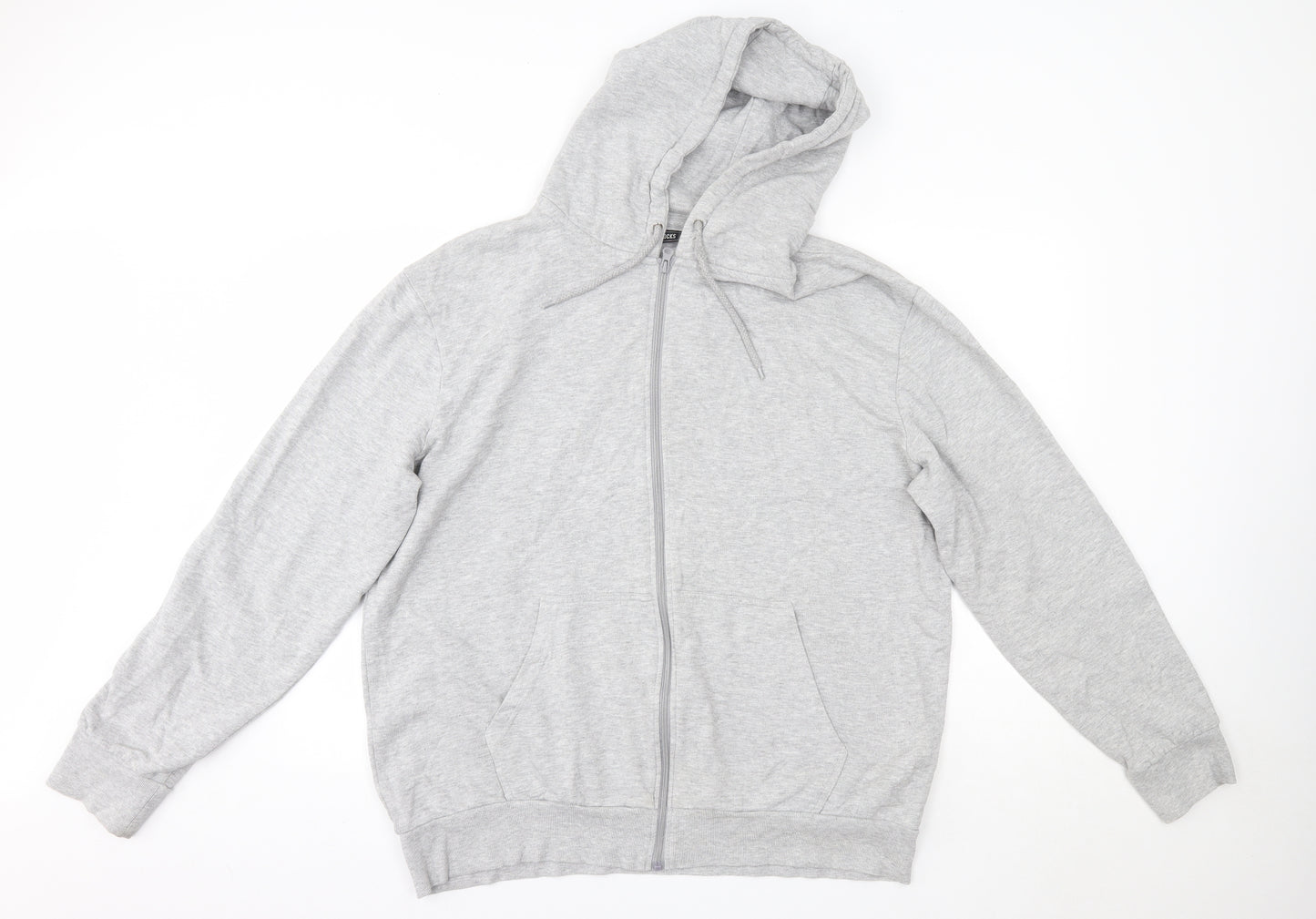 Peacocks Mens Grey  Cotton Full Zip Hoodie Size 2XL
