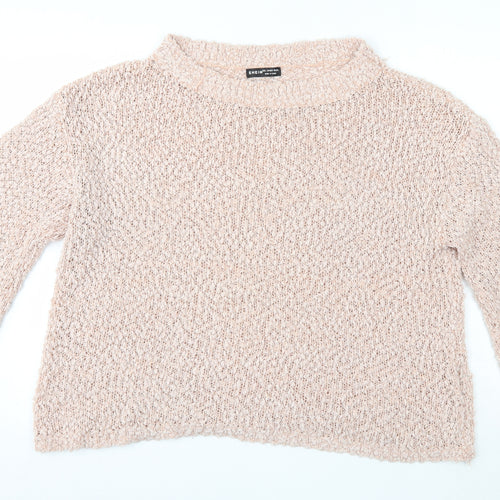 SheIn Womens Pink Round Neck  Polyester Pullover Jumper Size L
