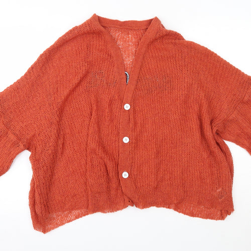 SheIn Womens Orange Round Neck  Acrylic Cardigan Jumper Size XL   - Baby Girl