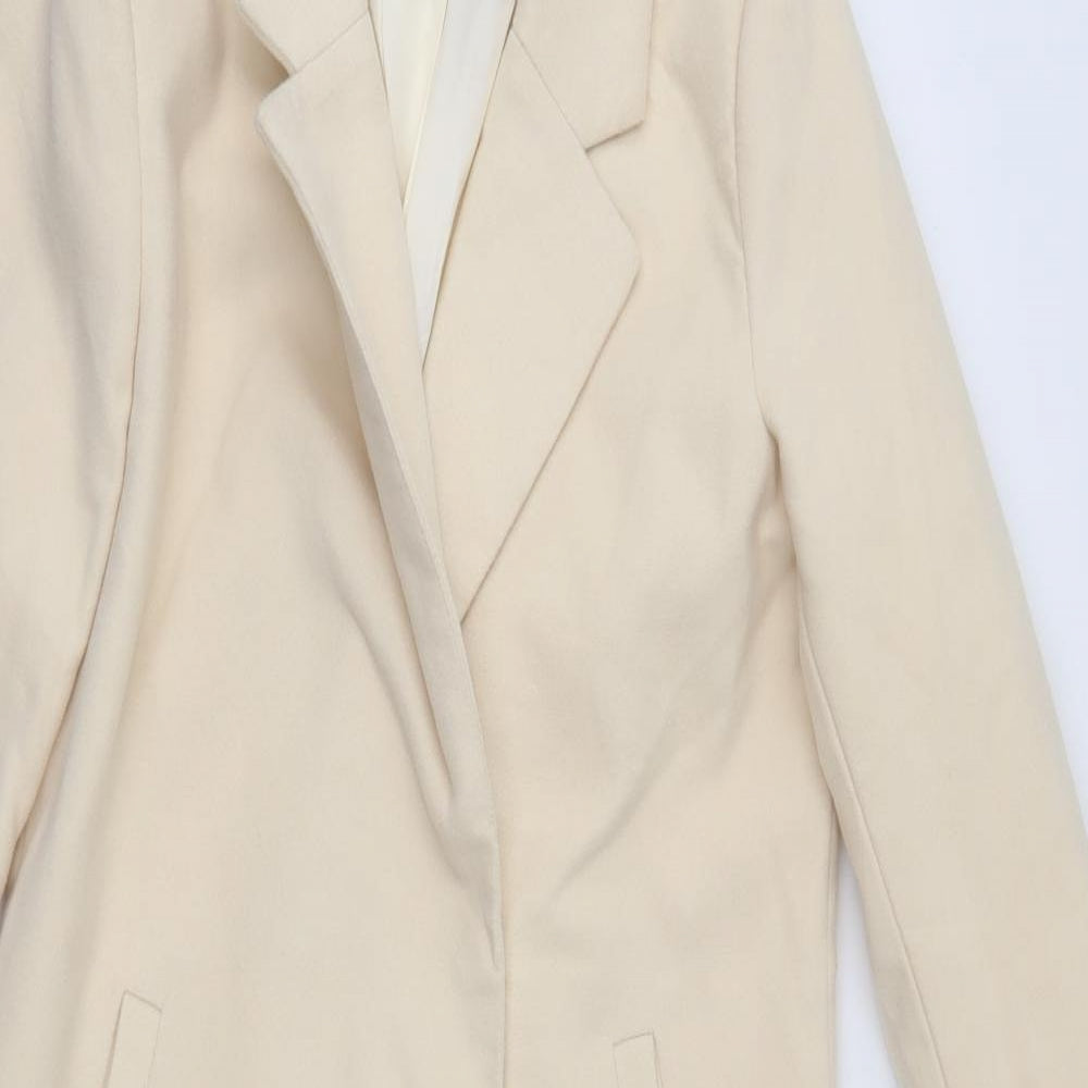 PRETTYLITTLETHING Womens Ivory   Overcoat Coat Size 4