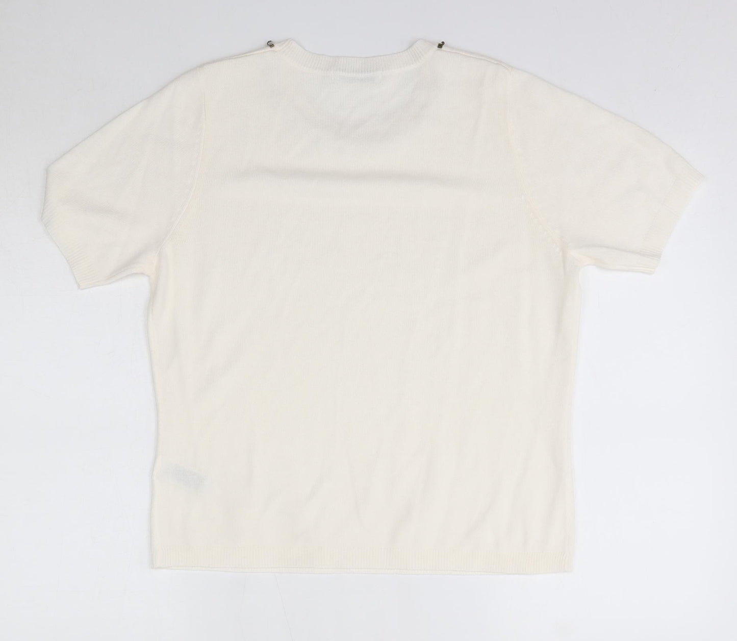 M&S Womens Ivory Round Neck  Acrylic Pullover Jumper Size 12