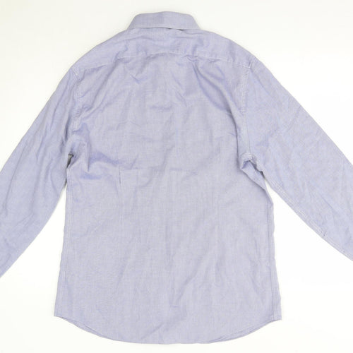 M&S Mens Blue  Polyester  Dress Shirt Size 15.5 Collared