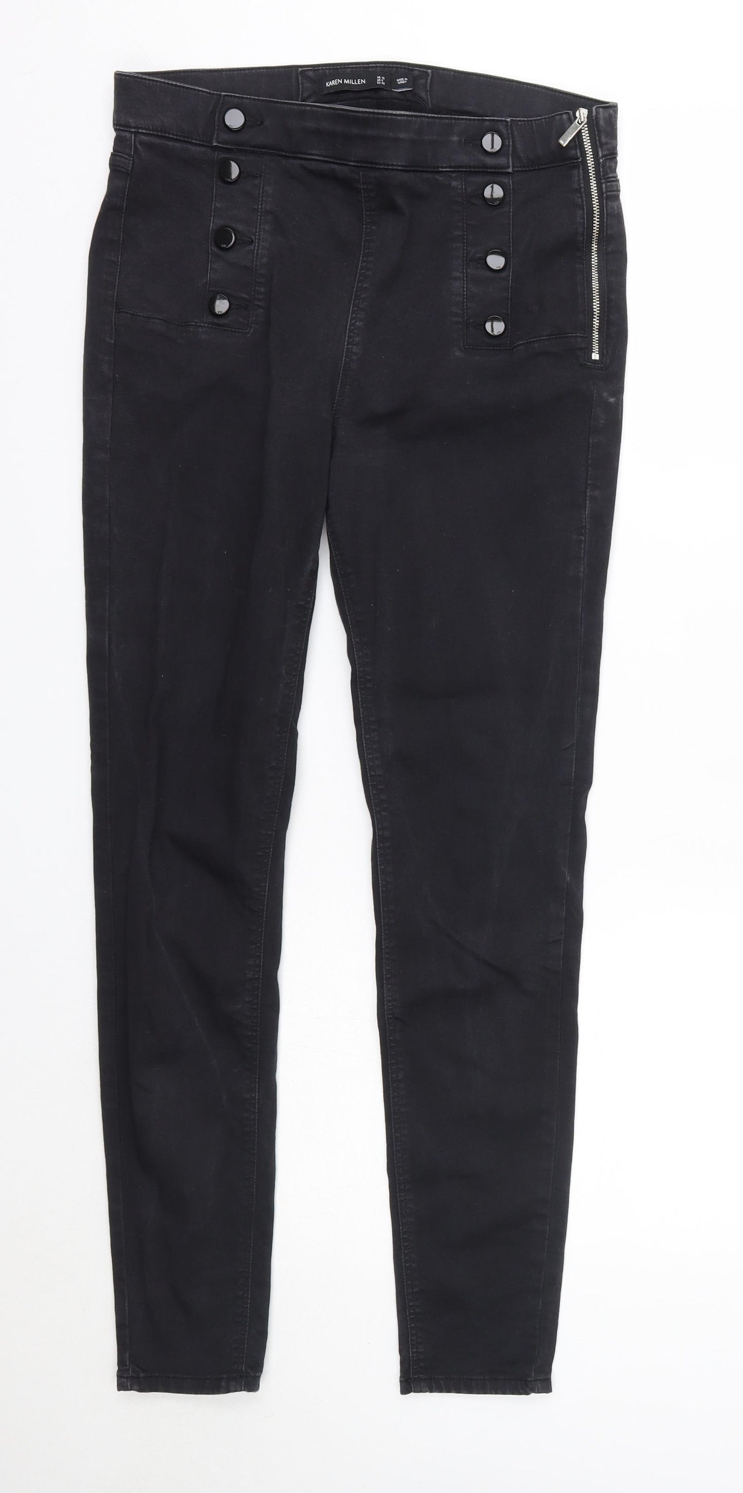 Karen Millen Womens Black  Cotton Skinny Jeans Size 12 L28 in Regular