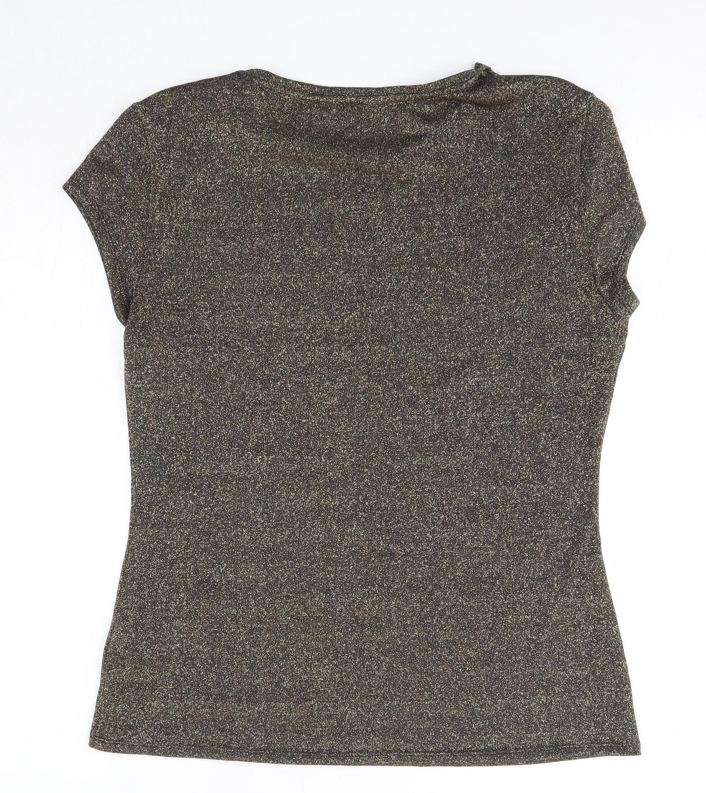 Ted Baker Womens Gold  Viscose Basic T-Shirt Size M Round Neck