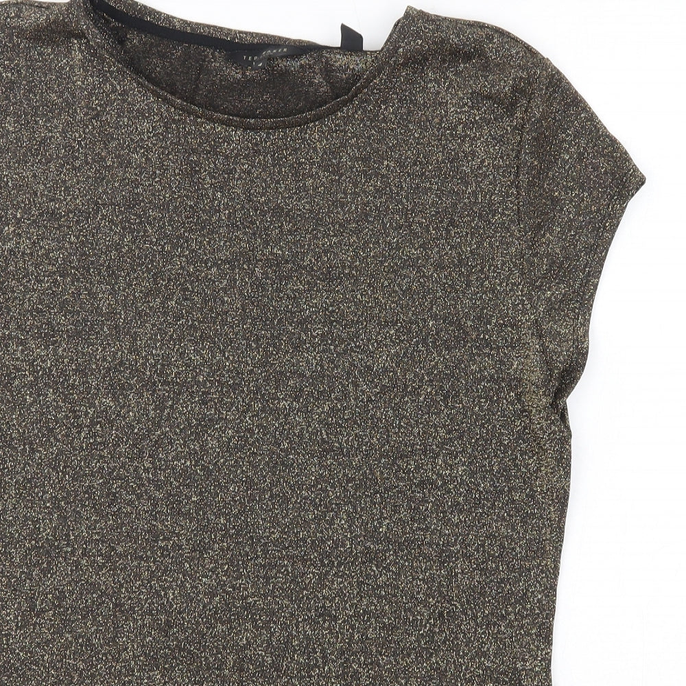 Ted Baker Womens Gold  Viscose Basic T-Shirt Size M Round Neck