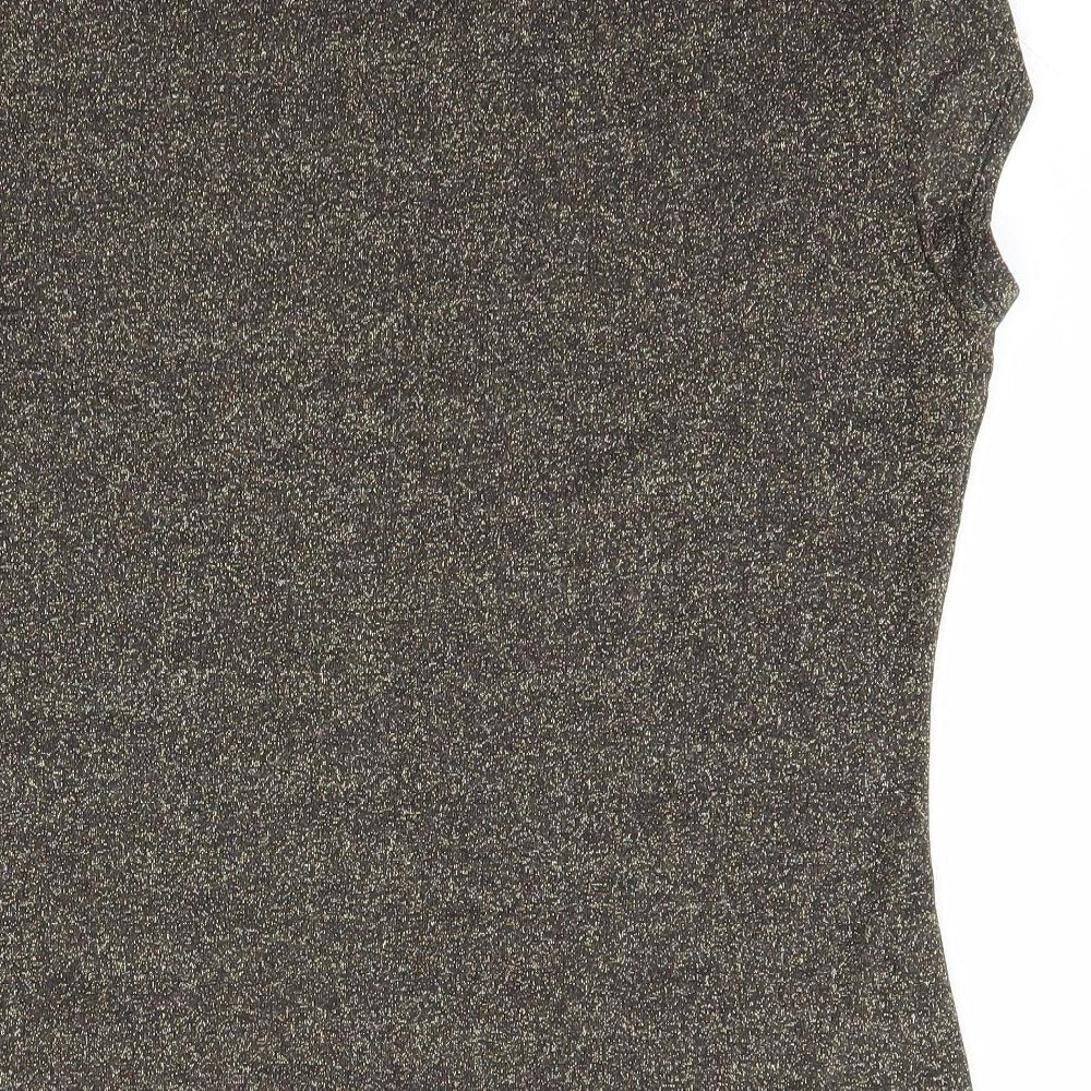 Ted Baker Womens Gold  Viscose Basic T-Shirt Size M Round Neck