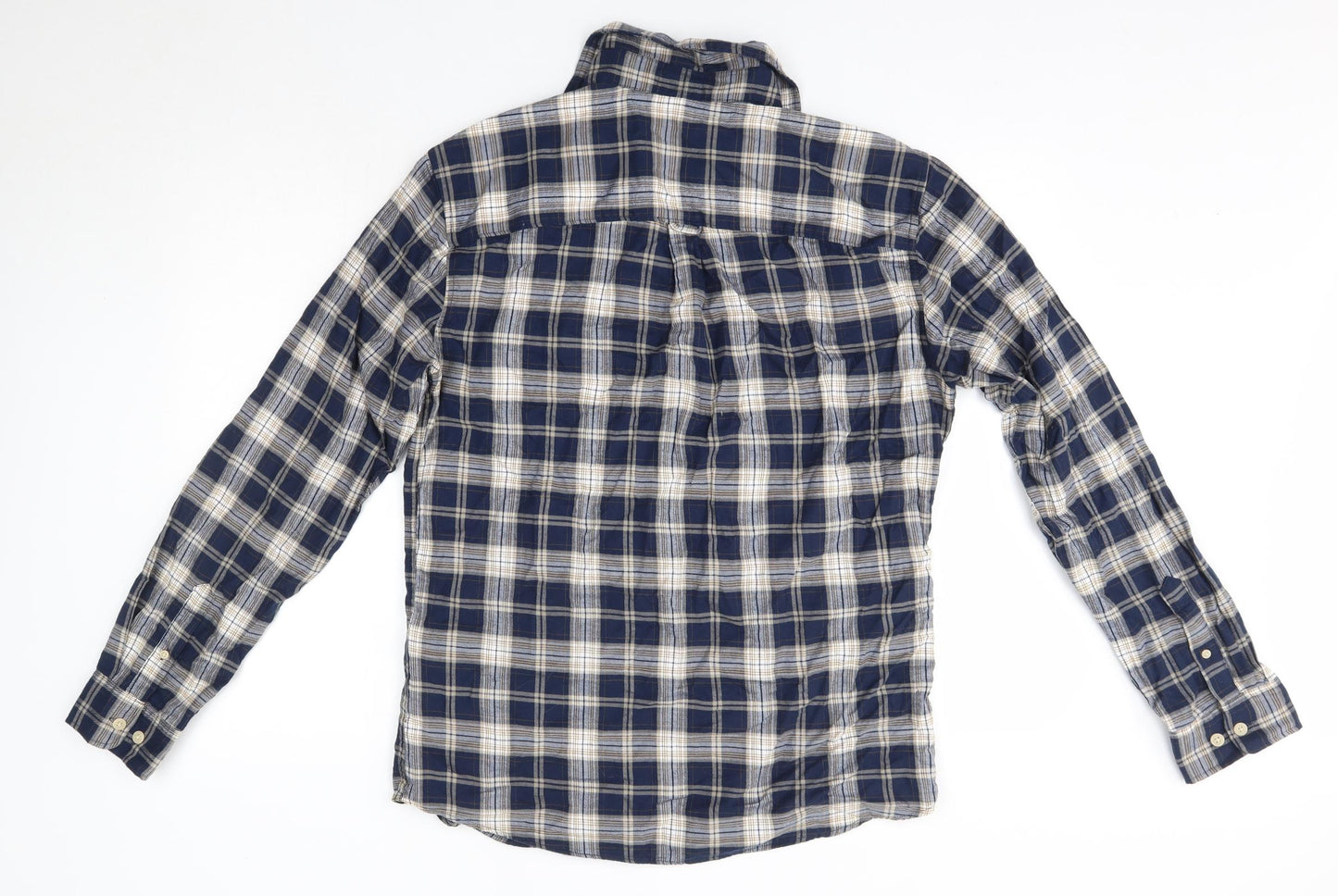 Selected Homme Mens Blue Check Cotton  Button-Up Size L Collared