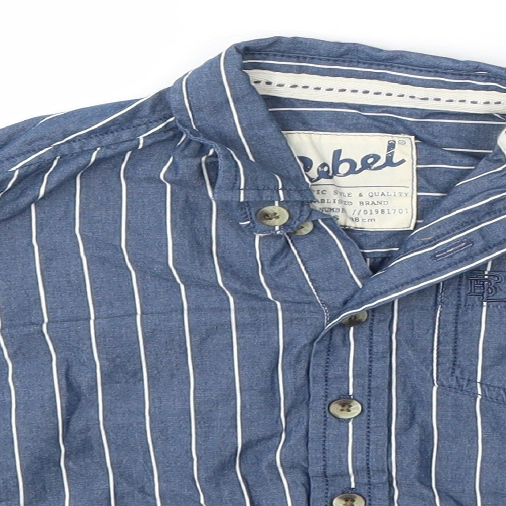 Primark Boys Blue Striped 100% Cotton Basic Button-Up Size 2-3 Years Collared