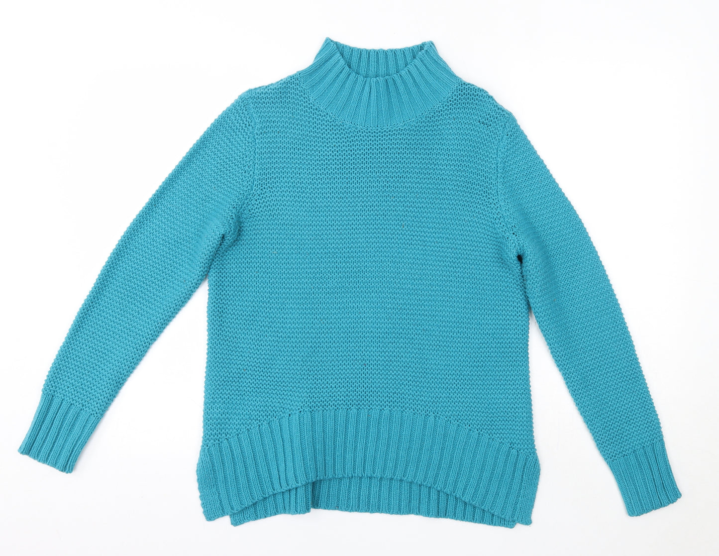 M&Co Womens Blue High Neck  Acrylic Pullover Jumper Size 10