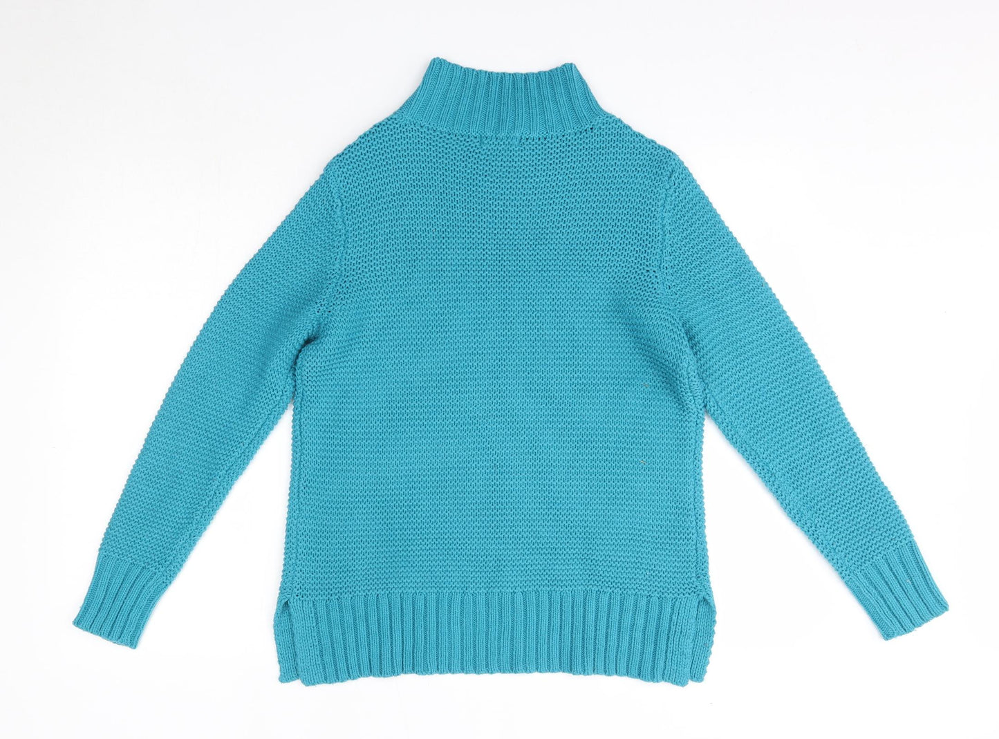 M&Co Womens Blue High Neck  Acrylic Pullover Jumper Size 10