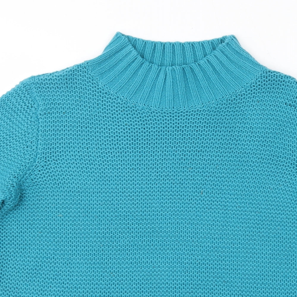 M&Co Womens Blue High Neck  Acrylic Pullover Jumper Size 10
