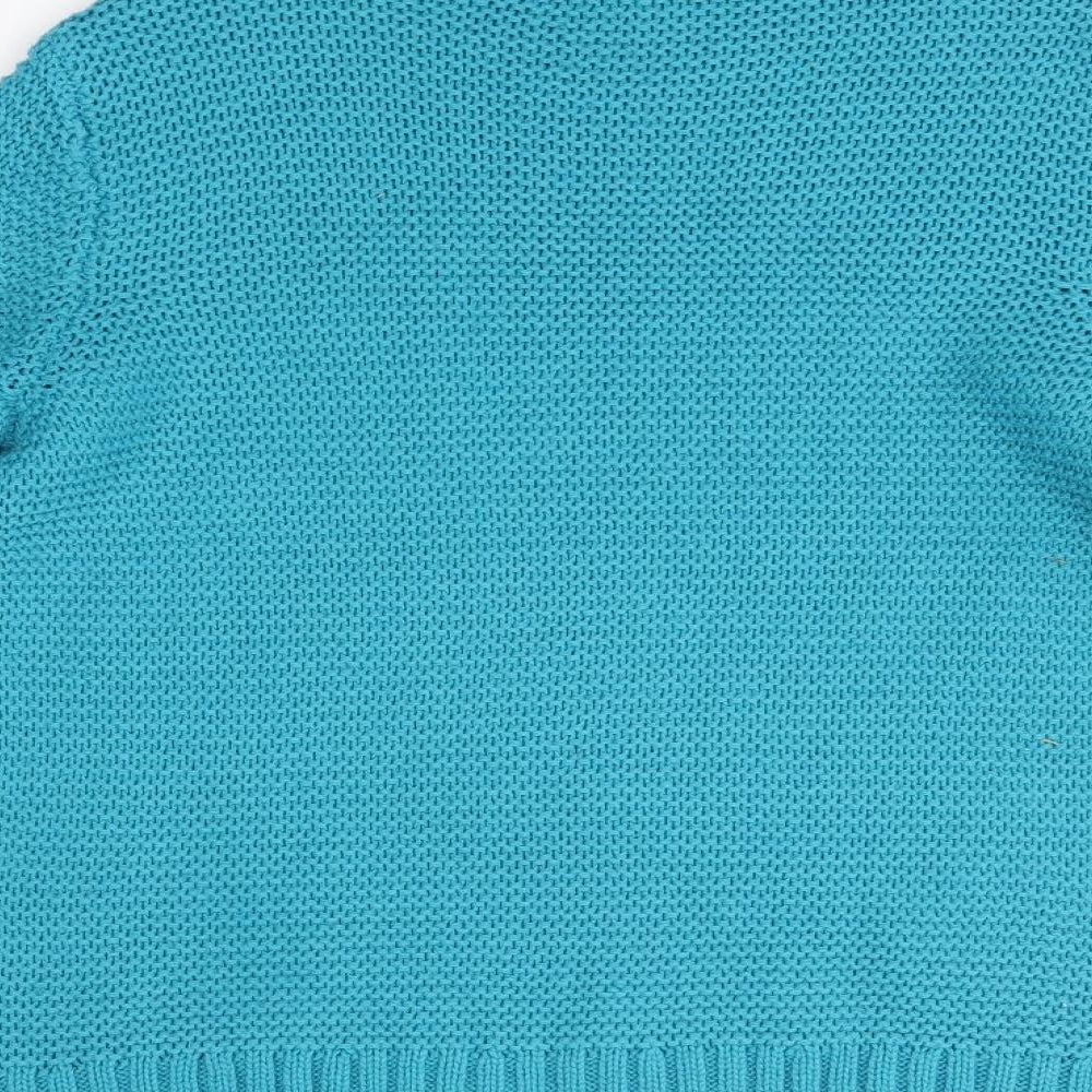 M&Co Womens Blue High Neck  Acrylic Pullover Jumper Size 10