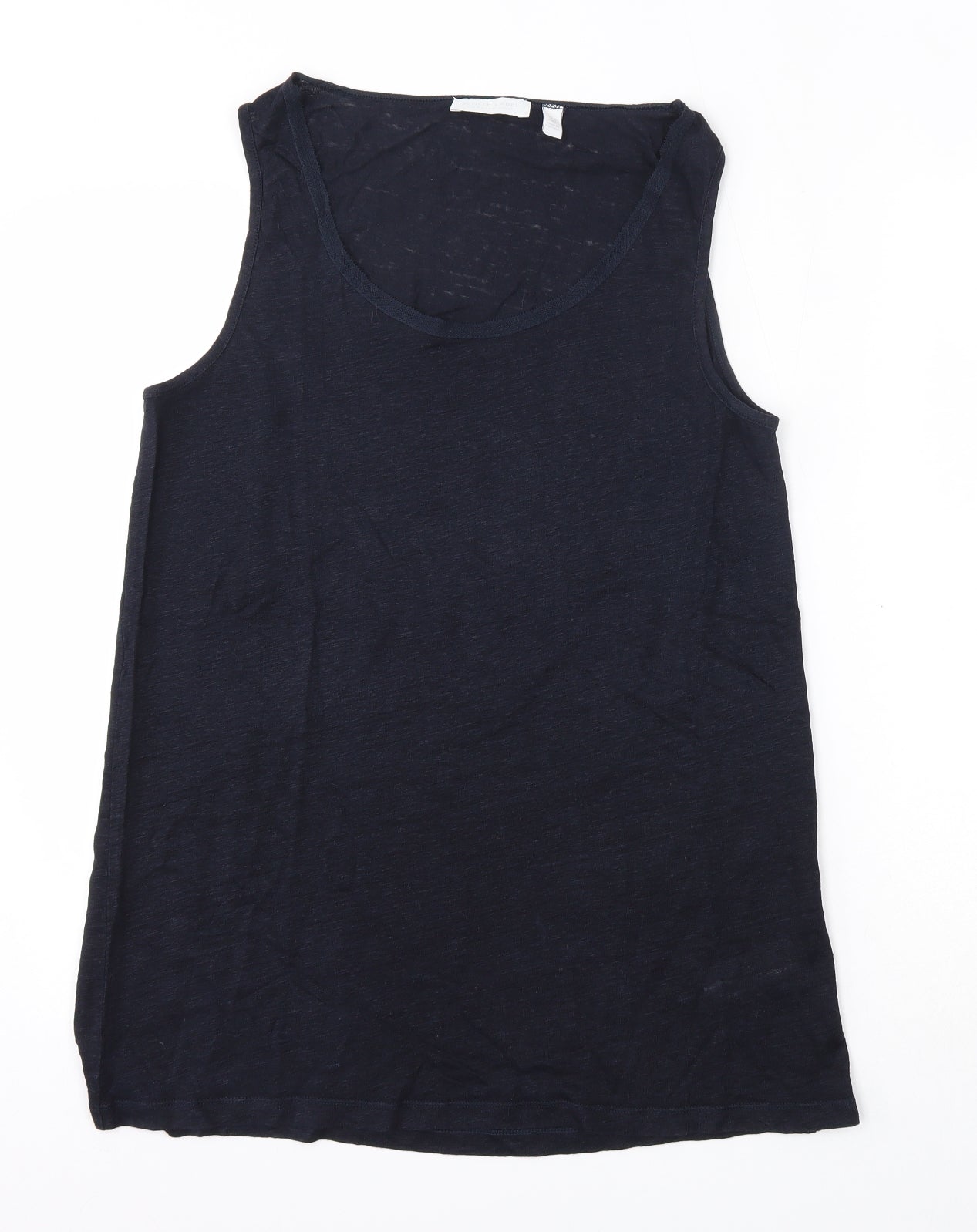 THE WHITE COMPANY Womens Blue  Linen Basic Tank Size 14 Round Neck