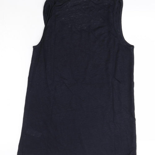THE WHITE COMPANY Womens Blue  Linen Basic Tank Size 14 Round Neck