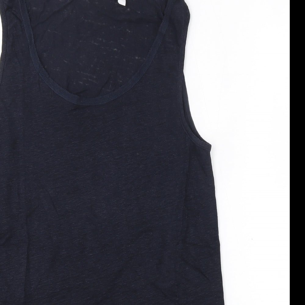 THE WHITE COMPANY Womens Blue  Linen Basic Tank Size 14 Round Neck