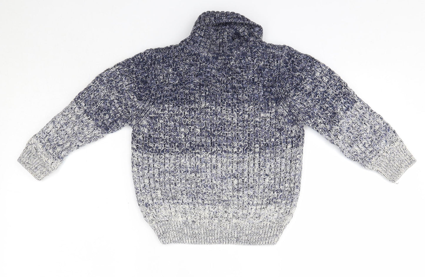 George Boys Blue High Neck  100% Cotton Pullover Jumper Size 4-5 Years