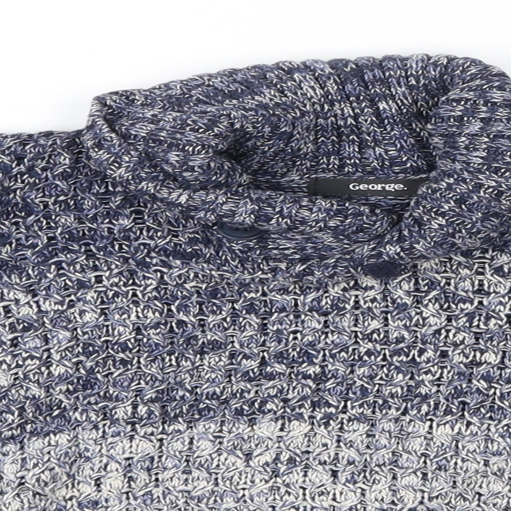 George Boys Blue High Neck  100% Cotton Pullover Jumper Size 4-5 Years