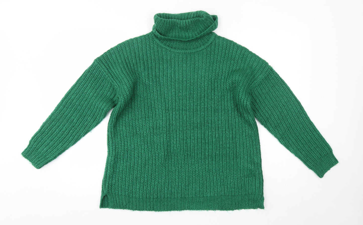 F&F Womens Green Roll Neck  Acrylic Pullover Jumper Size 10