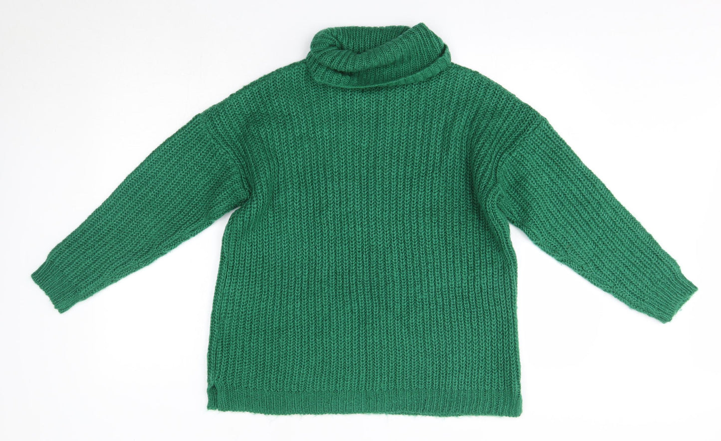 F&F Womens Green Roll Neck  Acrylic Pullover Jumper Size 10