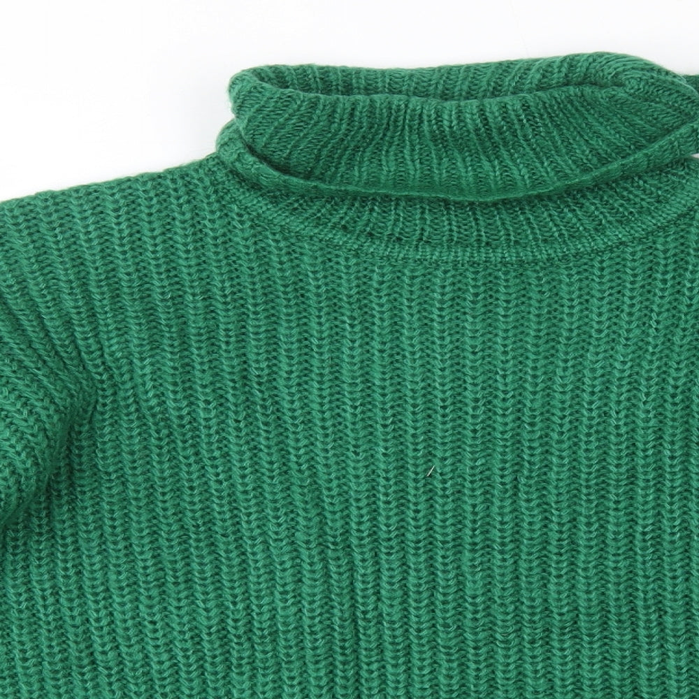 F&F Womens Green Roll Neck  Acrylic Pullover Jumper Size 10