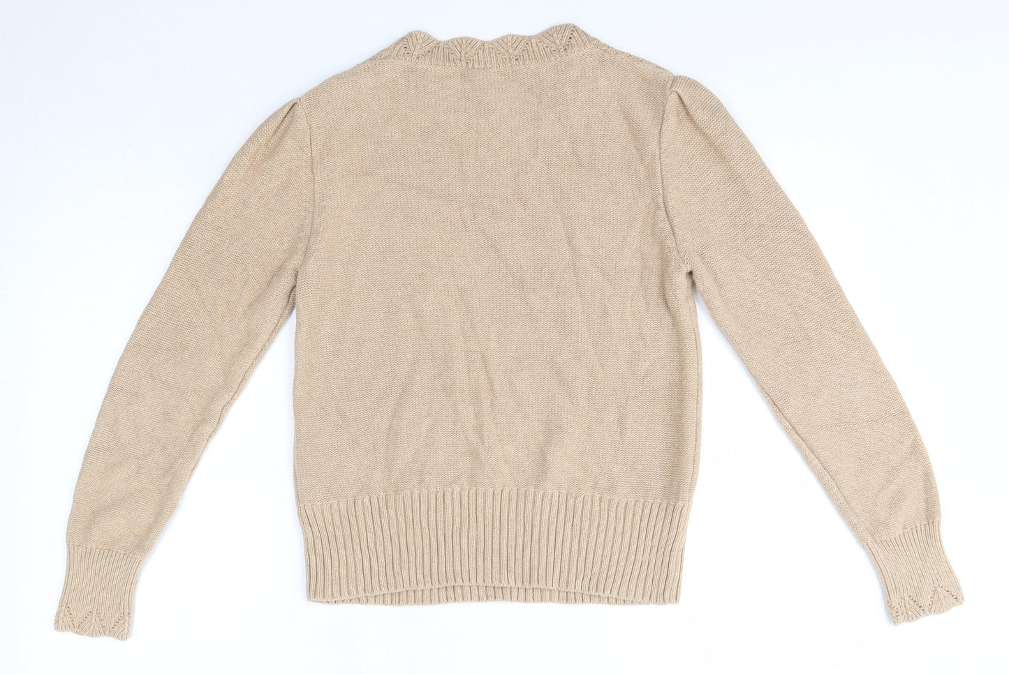 Oasis Womens Brown Round Neck  Cotton Pullover Jumper Size M