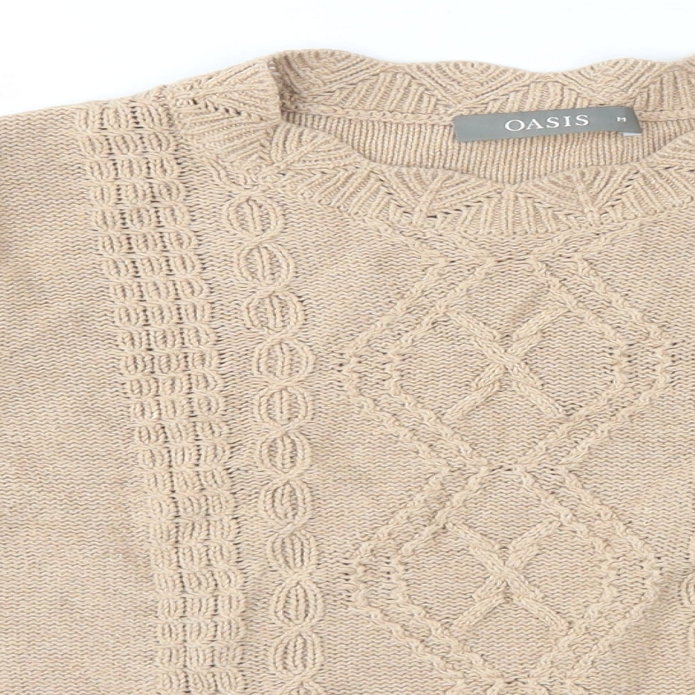 Oasis Womens Brown Round Neck  Cotton Pullover Jumper Size M