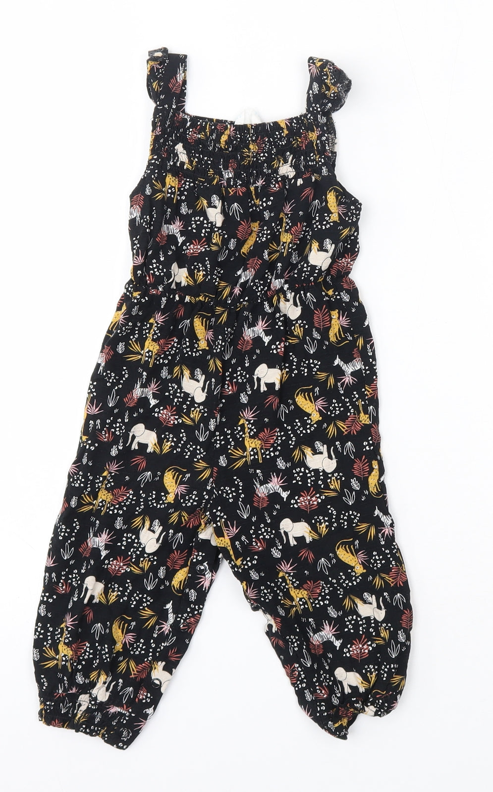 Primark Baby Black Floral Viscose Dungaree One-Piece Size 9-12 Months