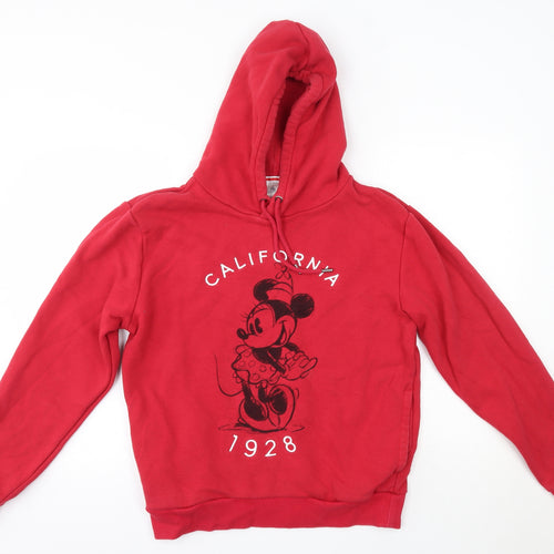 Disney Mens Red  Cotton Pullover Hoodie Size S   - Minnie Mouse California