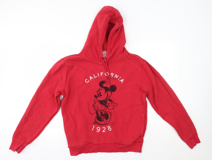Disney Mens Red Cotton Pullover Hoodie Size S - Minnie Mouse California
