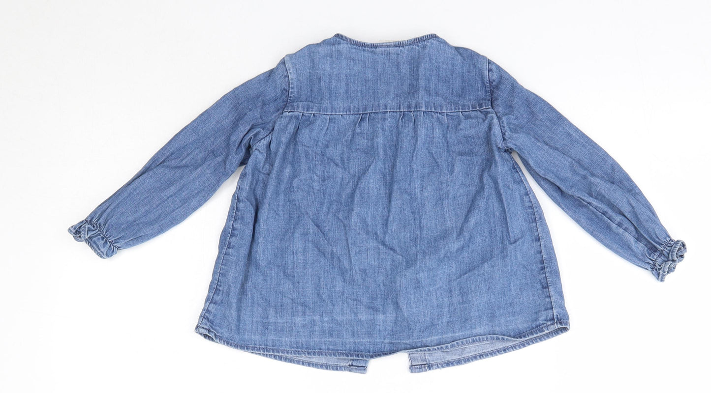 H&M Baby Blue  100% Cotton Basic Blouse Size 18-24 Months Round Neck