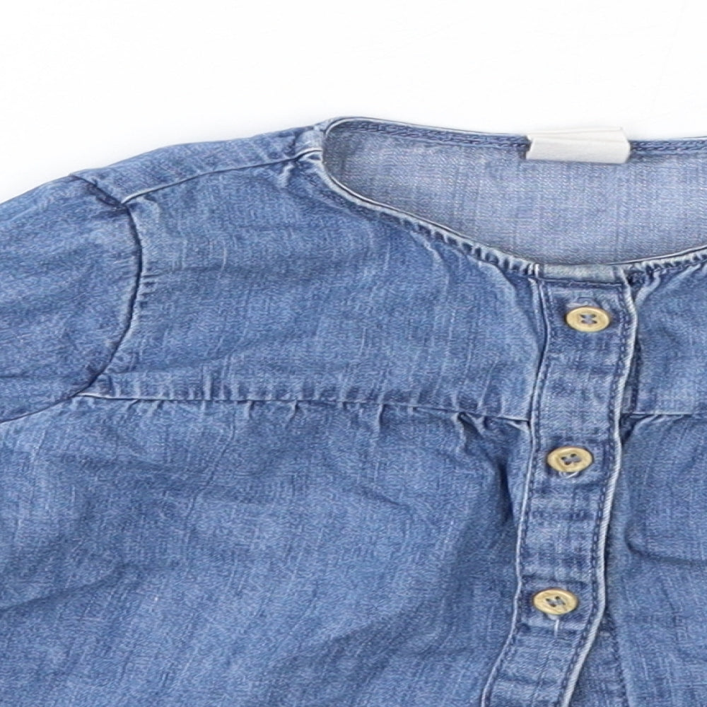 H&M Baby Blue  100% Cotton Basic Blouse Size 18-24 Months Round Neck