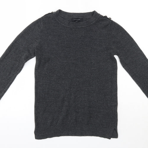 Primark Womens Grey Round Neck  Acrylic Pullover Jumper Size 8