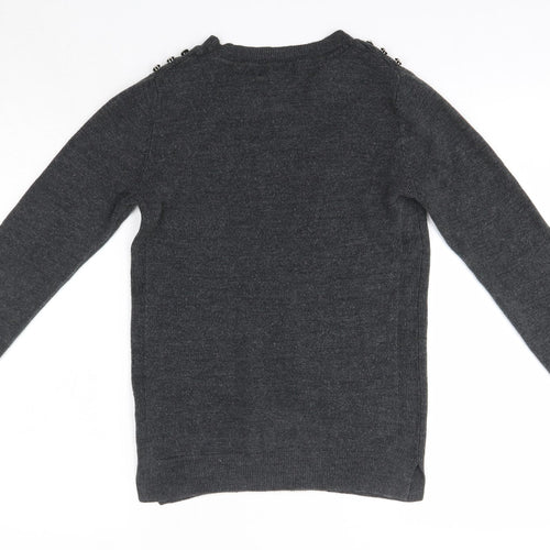Primark Womens Grey Round Neck  Acrylic Pullover Jumper Size 8