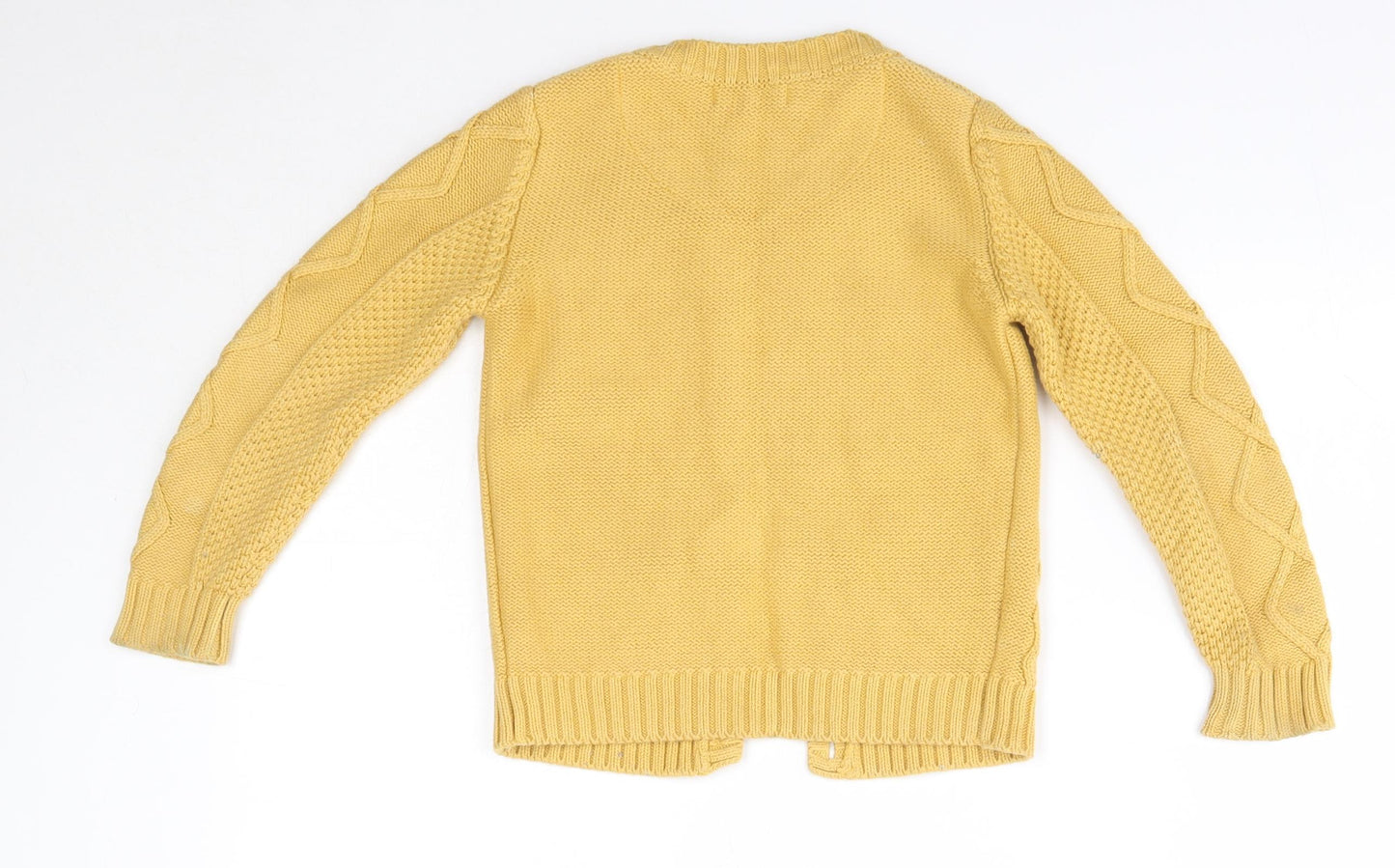 M&S Girls Yellow Round Neck  100% Cotton Cardigan Jumper Size 5-6 Years