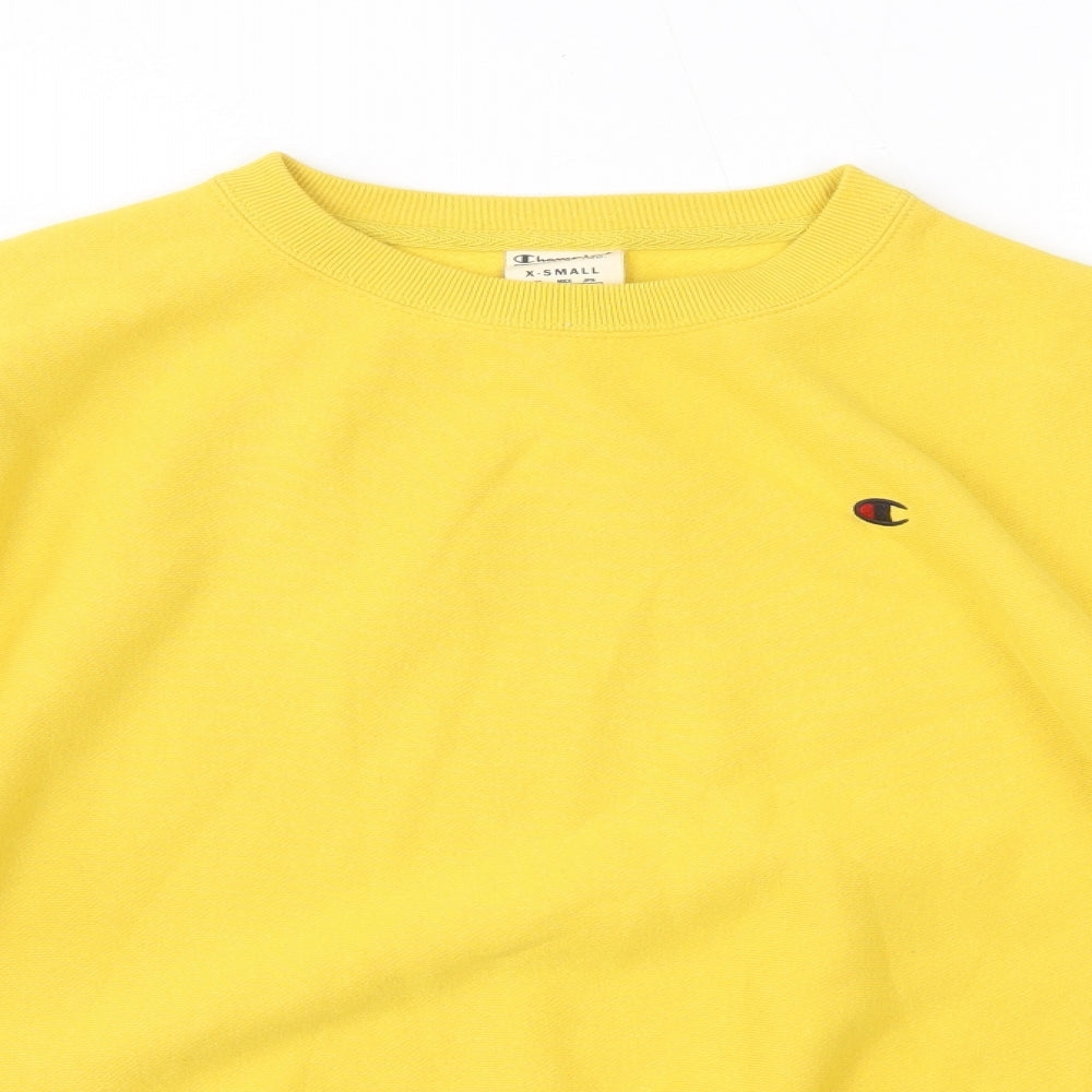 Champion Mens Yellow Round Neck  Cotton Pullover Jumper Size XS