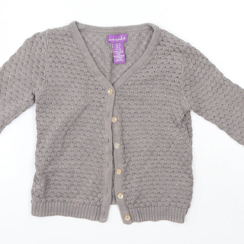 Shrinking Violet Girls Grey Round Neck  Cotton Cardigan Jumper Size 3 Years