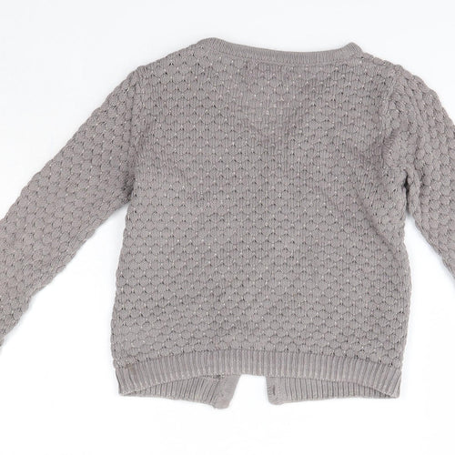 Shrinking Violet Girls Grey Round Neck  Cotton Cardigan Jumper Size 3 Years