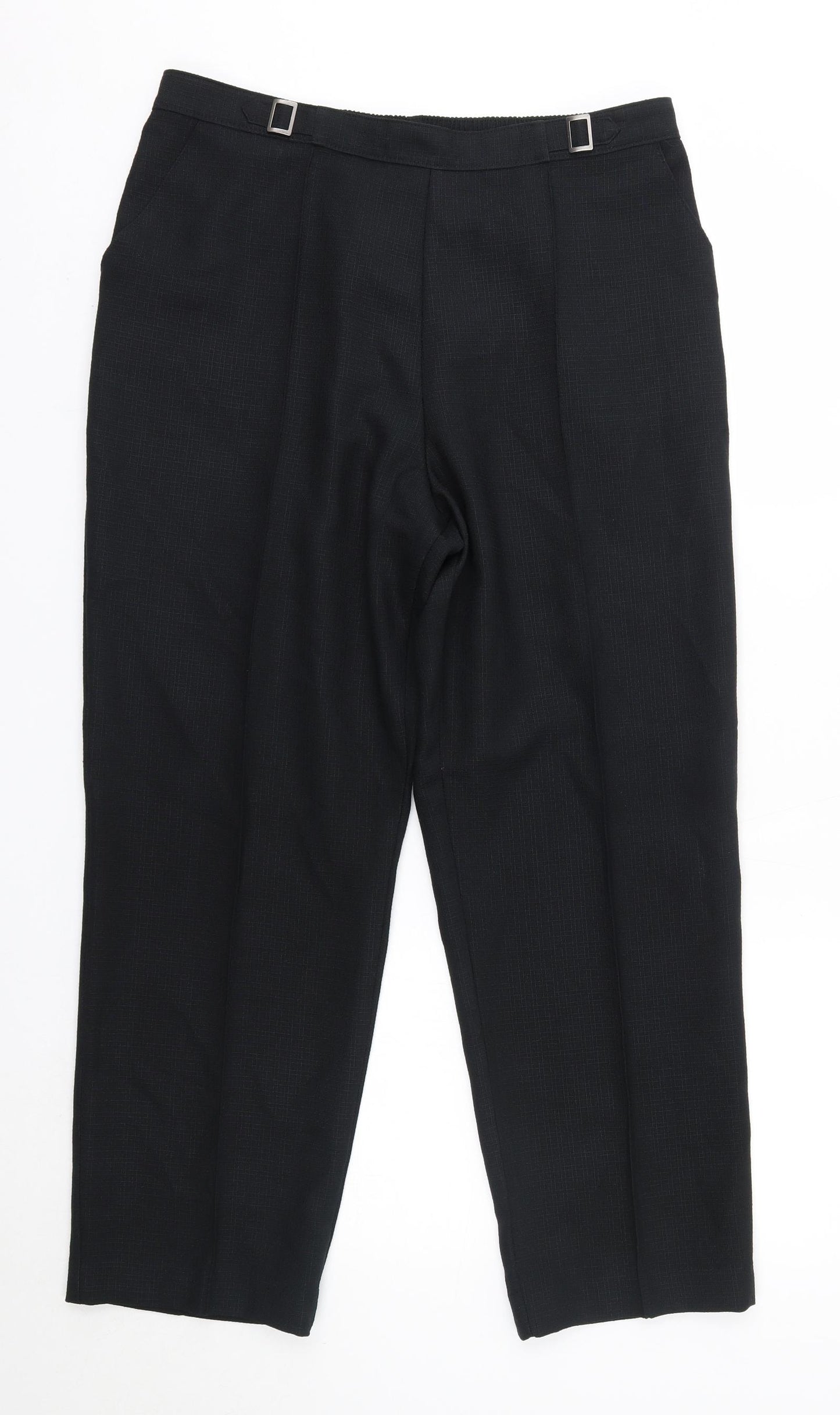 M&S Womens Black  Polyester Dress Pants Trousers Size 14 L27 in Regular