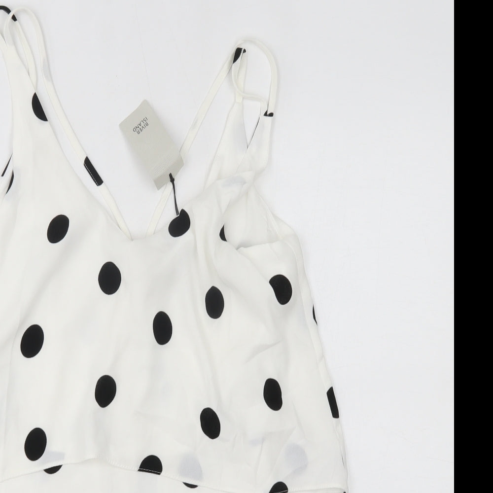 River Island Womens White Polka Dot Polyester Playsuit One-Piece Size 12