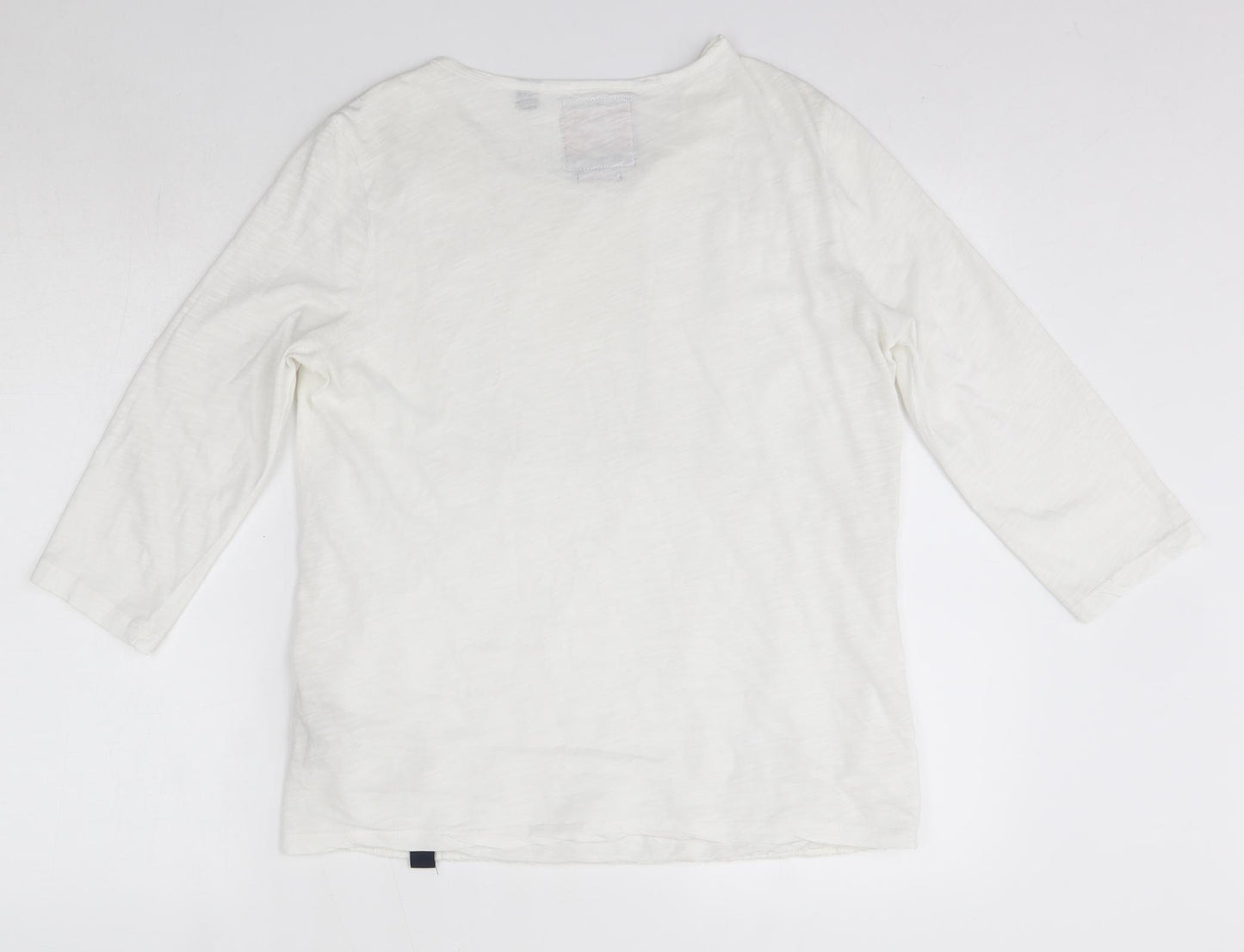 Superdry Womens White  Cotton Basic Blouse Size M Round Neck