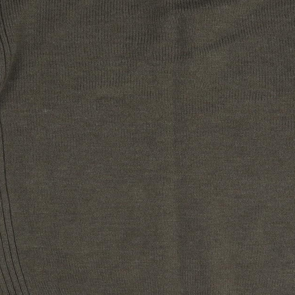 EWM Mens Green High Neck  Wool Henley Jumper Size L