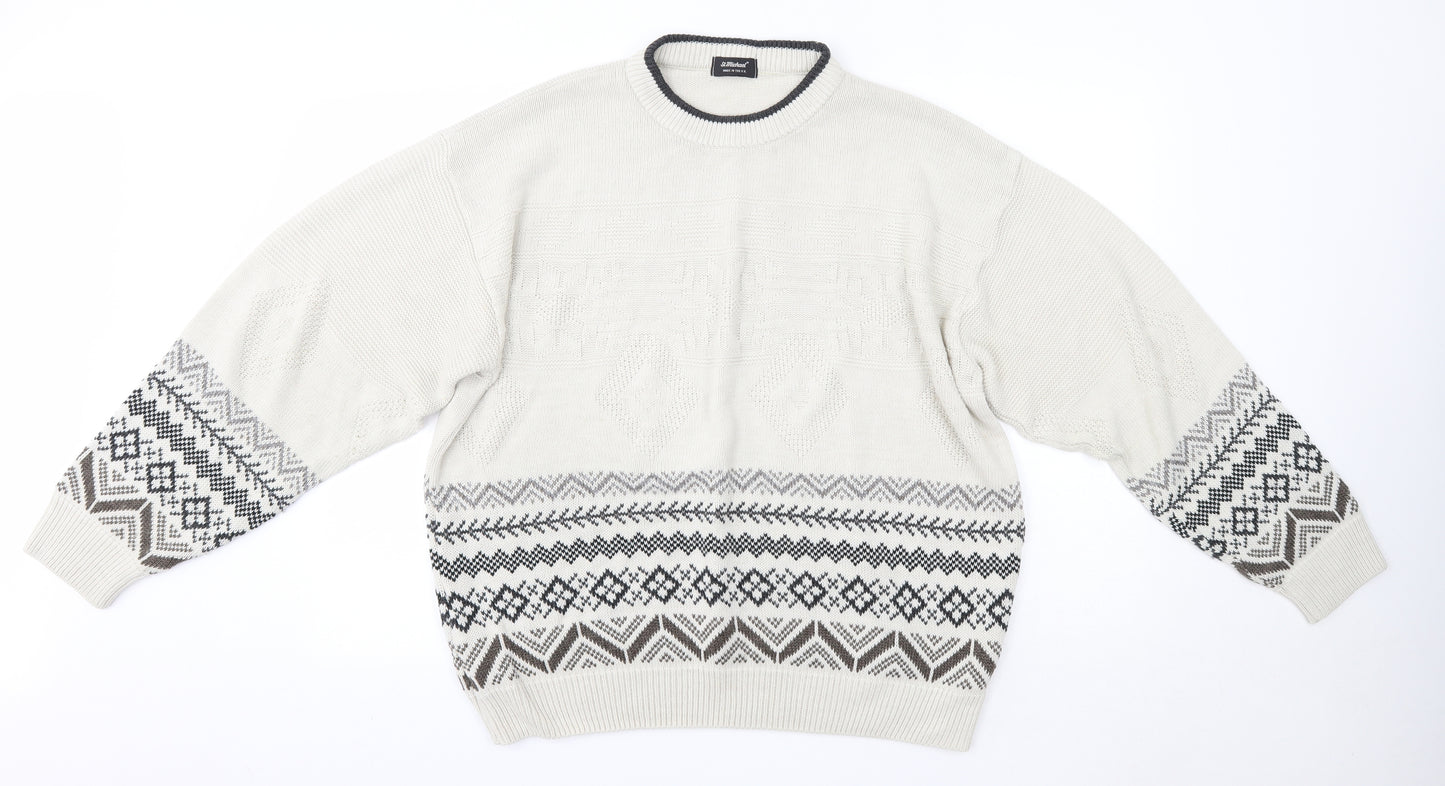 M&S Mens Multicoloured Round Neck  Acrylic Pullover Jumper Size L
