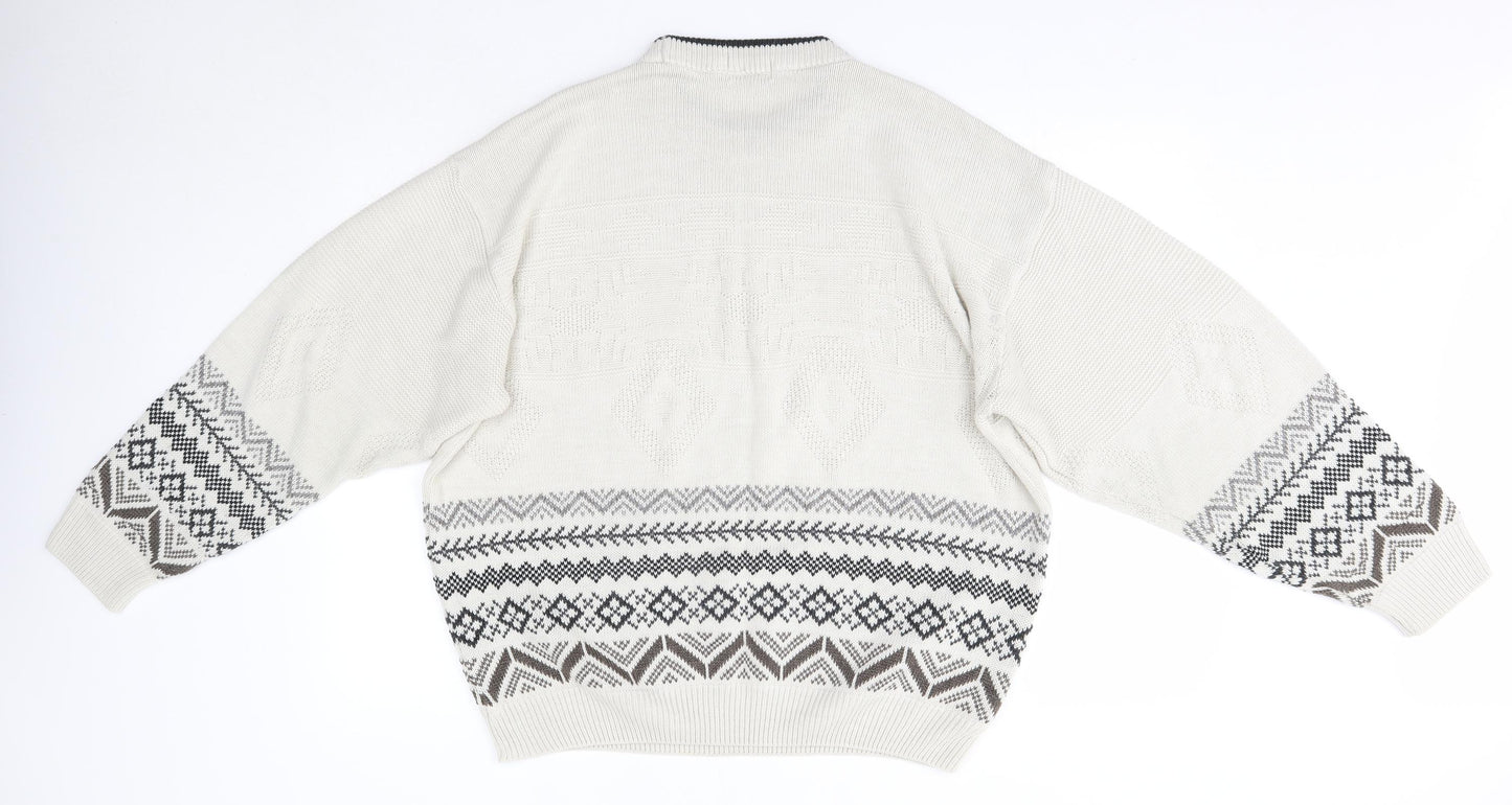 M&S Mens Multicoloured Round Neck  Acrylic Pullover Jumper Size L